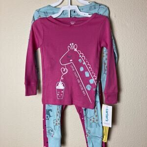 Carter's Girl's Pajamas 2 pairs Size 24M Long Sleeves and Pants Cotton